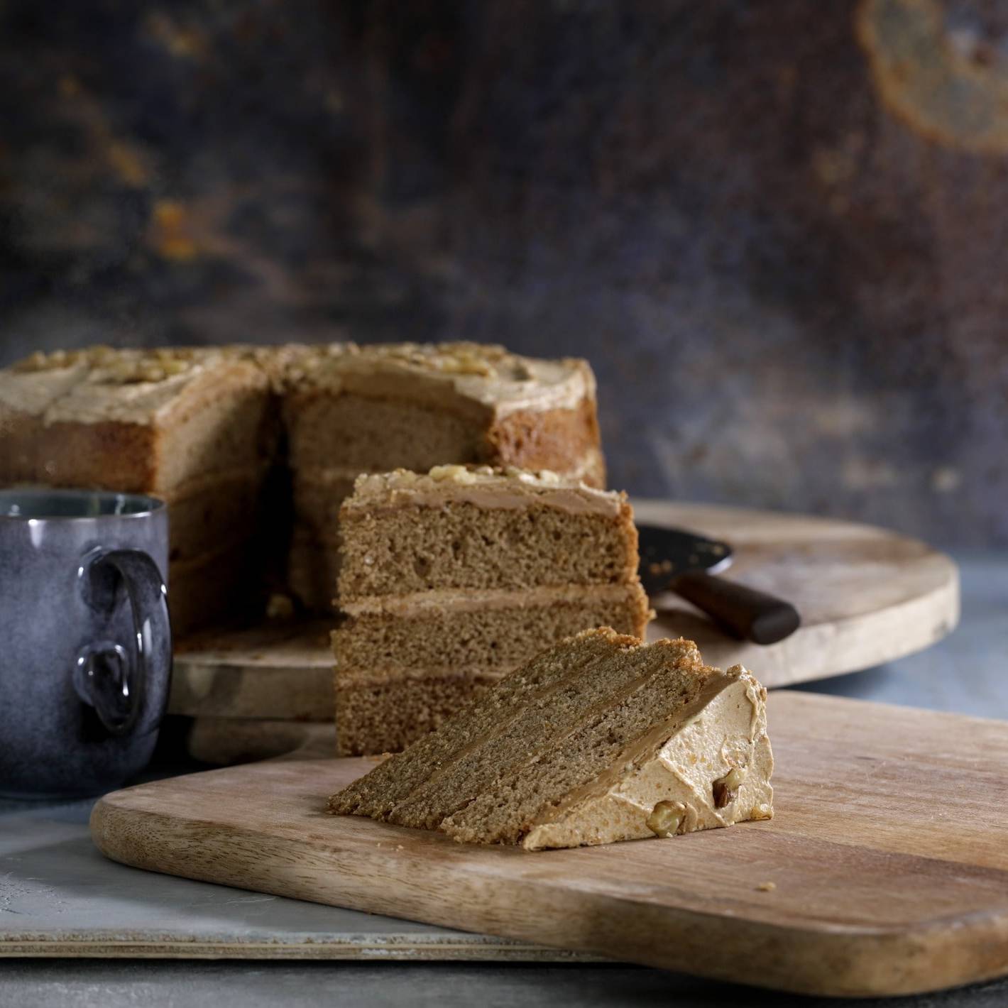 Triple Coffee & Walnut Cake